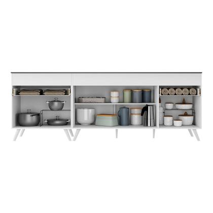 Imagem de Kit 2 Balcões Gabinete Pia 150 cm e Cooktop 70 cm Veneza Multimóveis MP2073.891 Branco