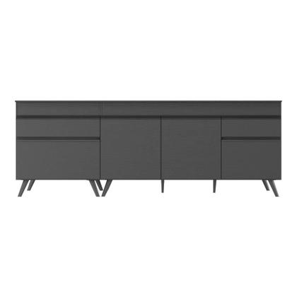 Imagem de Kit 2 Balcões Gabinete Pia 150 cm e Cooktop 70 cm Veneza Multimóveis MP2073.895 Preto