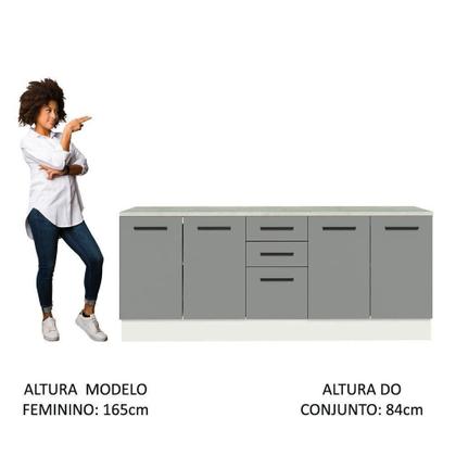 Imagem de Kit 2 Balcões Multiuso 4 Portas 3 Gavetas Branco