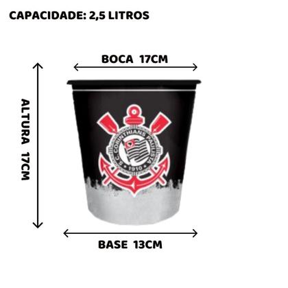 Imagem de Kit 2 Balde Pipoca Grande 2,5L Corinthians Timão Filmes