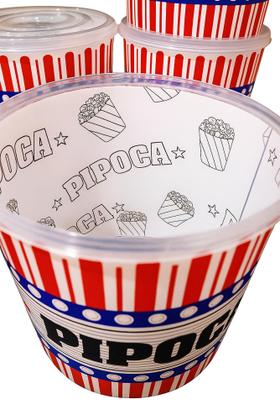 Imagem de Kit 2 Balde Pipoca Pote Grande Combo Resistente Snacks Doces pote Cinema Casa Pipoqueira 2L