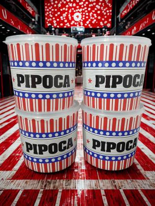 Imagem de Kit 2 Balde Pipoca Pote Grande Combo Resistente Snacks Doces pote Cinema Casa Pipoqueira 2L