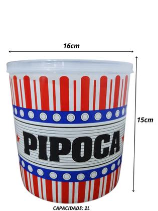 Imagem de Kit 2 Balde Pipoca Pote Grande Combo Resistente Snacks Doces pote Cinema Casa Pipoqueira 2L