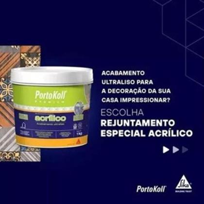 Imagem de kit 2 balde rejunte acrilico premium corda portokoll 1KG  piso parede interna e externa