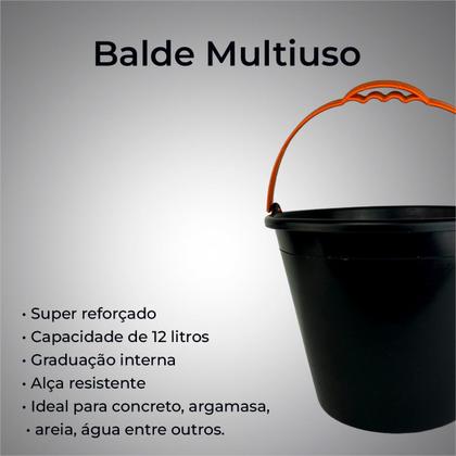 Imagem de Kit 2 Baldes Multiuso Resistente com Alça Reforçada 12 Litros