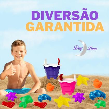 Imagem de Kit 2 Baldinhos De Praia Infantil Castelinho de Areia Praia Verão Completo