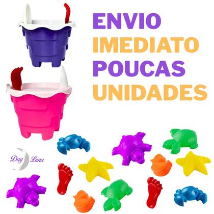 Imagem de Kit 2 Baldinhos De Praia Infantil Castelinho de Areia Praia Verão Completo