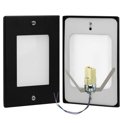Imagem de Kit 2 Balizador de Embutir Escada Parede Preto 4x2 Alumínio + Lâmpada Led G9 5w Branco Frio 110V