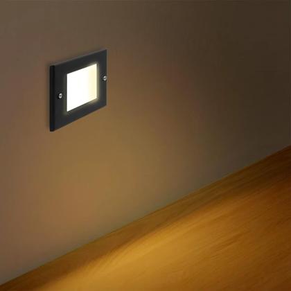 Imagem de Kit 2 Balizador de Embutir Escada Parede Preto 4x2 Alumínio + Lâmpada Led G9 5w Branco Frio 110V