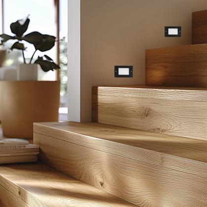 Imagem de Kit 2 Balizador de Embutir Escada Parede Preto 4x2 Alumínio + Lâmpada Led G9 5w Branco Frio 110V