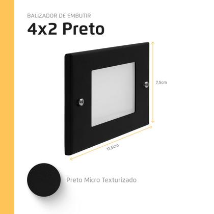 Imagem de Kit 2 Balizador de Embutir Escada Parede Preto 4x2 Alumínio + Lâmpada Led G9 5w Branco Frio 110V