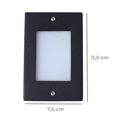 Imagem de Kit 2 Balizador de Embutir Escada Parede Preto 4x2 Alumínio + Lâmpada Led G9 5w Branco Quente