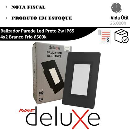 Imagem de Kit 2 Balizador Parede Led Preto 2w IP65 4x2 Branco Frio 6500k