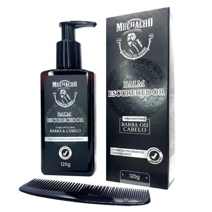 Imagem de Kit 2 Balms Escurecedores de Barba e Cabelo Muchacho 120ml cada - Com pente aplicador