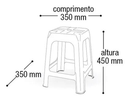 Imagem de Kit 2 Banco Banquinho Banqueta Plástica Quadrada Preta