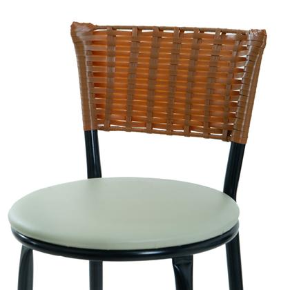 Imagem de Kit 2 Bancos Banquetas Para Bistrô Sofisticadas Com Encosto E Assento Napa Com Estofado