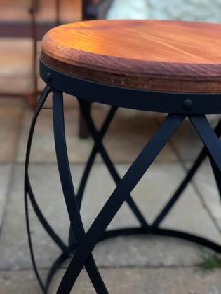 Imagem de KIt 2 Bancos Barril em Ferro Preto - Banqueta Puff  - Seat Garden - Industrial