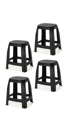 Imagem de Kit 2 Bancos Resistentes Preto Multiuso