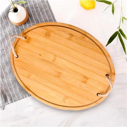 Imagem de Kit 2 Bandeja De Bambu Oval Grande e Média p/ servir c/ alça
