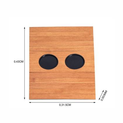 Imagem de Kit 2 Bandeja Esteira para Braço de Sofá MDF Cinamono com Porta Copos e Controle