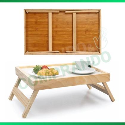 Imagem de Kit 2 Bandeja Mesa De Cafe Com Pezinhos Para Café Da Manhã na Cama e Sofá