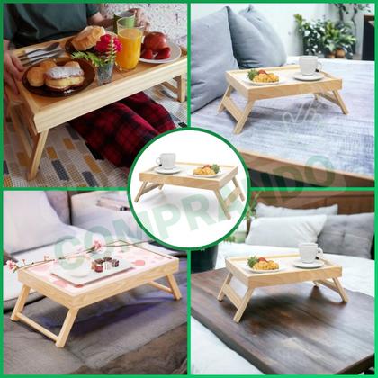 Imagem de Kit 2 Bandeja Mesa De Cafe Com Pezinhos Para Café Da Manhã na Cama e Sofá