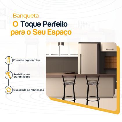 Kit 2 Banqueta Alta Balcão Americana, Bar, Bancada, Cozinha Flórida Preta - Itagold Imagem de Kit 2 Banqueta Alta Balcão Americana, Bar, Bancada, Cozinha Flórida Preta