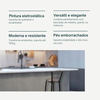 Imagem de Kit 2 Banqueta Banco Alta para Balcão Bancada Americana, Bar, Cozinha Gourmet