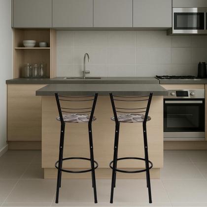 Imagem de Kit 2 Banqueta Banco Alta para Balcão Bancada Americana, Bar, Cozinha Gourmet