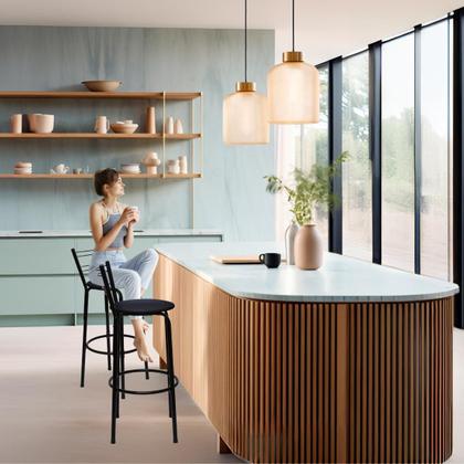 Imagem de Kit 2 Banqueta Bancos Alta Balcão Americana, Bar, Bancada, Cozinha Gourmet Flórida Estrutura Preta