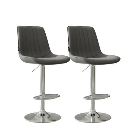 Imagem de Kit 2 Banqueta Bar Concha Ajustável em material ecológico Design Moderno Base Cromada Cinza
