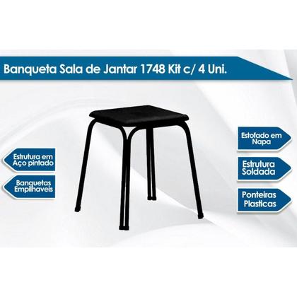 Imagem de Kit 2 Banqueta de Cozinha 1748 2 Banquetas Preto - Carraro