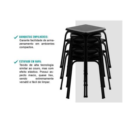 Imagem de Kit 2 Banqueta de Cozinha 1748 2 Banquetas Preto - Carraro