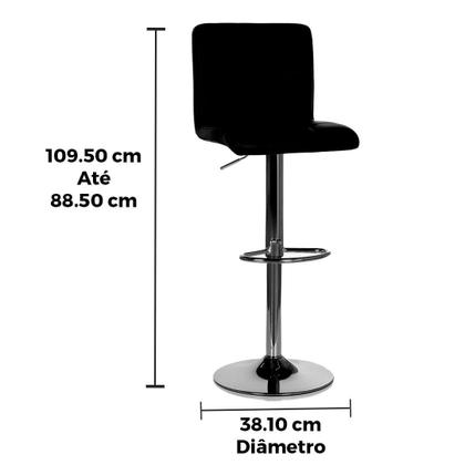 Imagem de Kit 2 Banqueta Giratória ANM2800B Gomos Confort Anima Office Estofada em PU Preta Base Cromada
