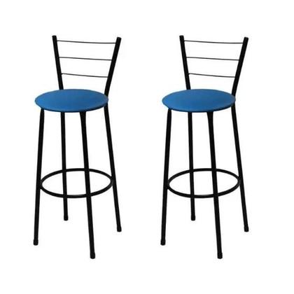 Imagem de Kit 2 Banquetas Alta Banco Com Encosto Para Bancada Cozinha Bar Balcão Bistro Area Gourmet Varias Cores