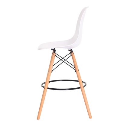 Imagem de Kit 2 Banquetas Alta Eiffel Eames Branca Base MADEIRA Cozinha Bar Bistrô Bancada