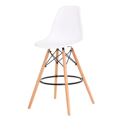 Imagem de Kit 2 Banquetas Alta Eiffel Eames Branca Base Madeira
