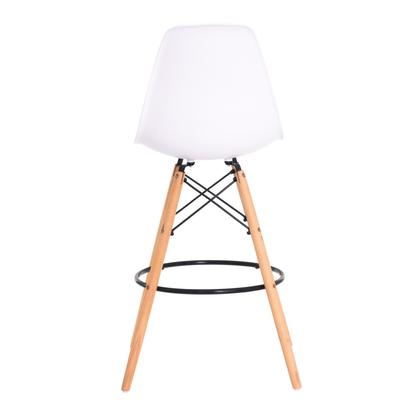 Imagem de Kit 2 Banquetas Alta Eiffel Eames Branca Base Madeira