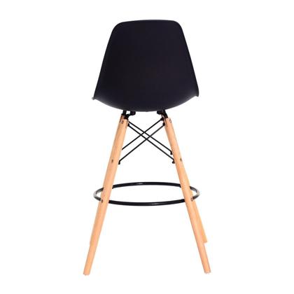 Imagem de Kit 2 Banquetas Alta Eiffel Eames Preta Base Madeira Cozinha