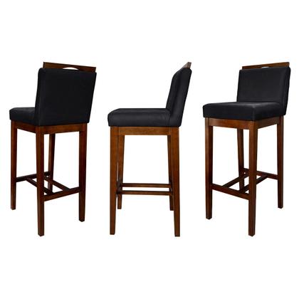 Imagem de Kit 2 Banquetas Alta para Bancada Ilha Líbia Madeira Capuccino Suede Preto CCS