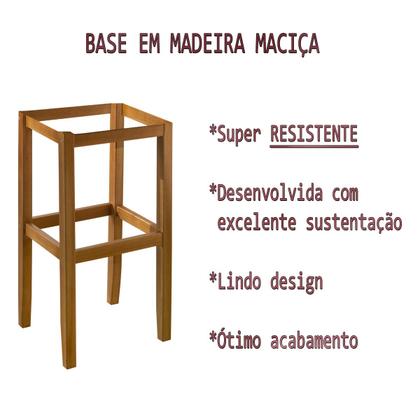 Imagem de Kit 2 Banquetas Alta Sofisticada e Resistente para Balcão, Bar alta com Pés em Madeira Maciça
