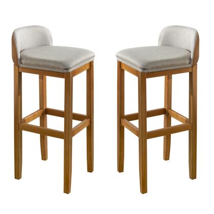 Imagem de Kit 2 Banquetas Alta Sofisticada e Resistente para Balcão, Bar alta com Pés em Madeira Maciça