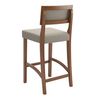 Imagem de Kit 2 Banquetas Altas Bar Luxo Comfort Banco Pés Em Madeira Maciça Balcão Área Gourmet Sacada Bege