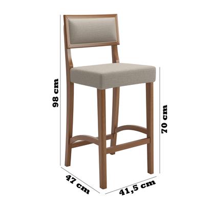 Imagem de Kit 2 Banquetas Altas Bar Luxo Comfort Banco Pés Em Madeira Maciça Balcão Área Gourmet Sacada Bege