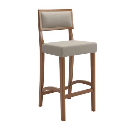 Imagem de Kit 2 Banquetas Altas Bar Luxo Comfort Banco Pés Em Madeira Maciça Balcão Área Gourmet Sacada Bege