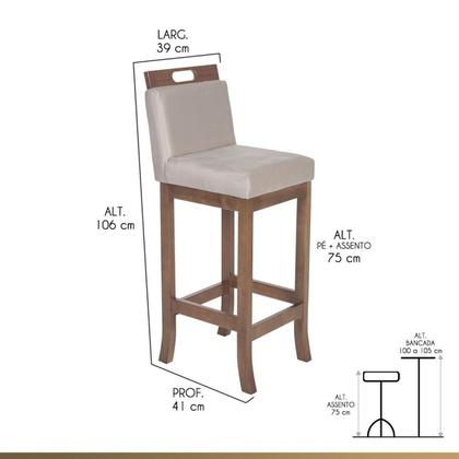 Imagem de Kit 2 Banquetas Altas em Madeira Maciça Florença