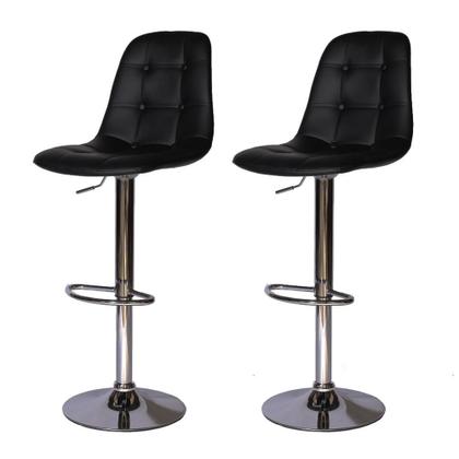 Imagem de Kit 2 Banquetas Altas Estofadas Com Encosto Alto Para Bar Balcão Cozinha Americana Linha Sala Bancada Penteadeira Giratórias Com Regulagem De Altura
