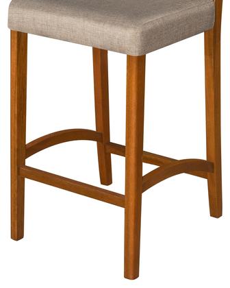 Imagem de Kit 2 Banquetas Altas Pés Em Madeira Maciça Com Encosto em Rattan e Assento Estofado  Conforto, Design Clássico e Elegância para Cozinha ou Balcão