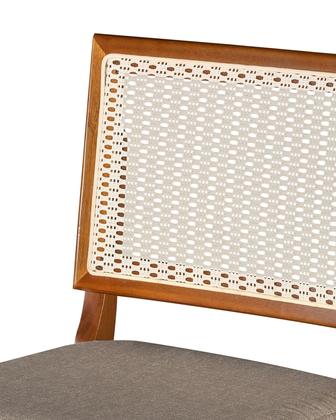 Imagem de Kit 2 Banquetas Altas Pés Em Madeira Maciça Com Encosto em Rattan e Assento Estofado  Conforto, Design Clássico e Elegância para Cozinha ou Balcão