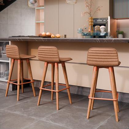 Imagem de Kit 2 Banquetas Baixa Linea Aço Cobre Assento Terracota